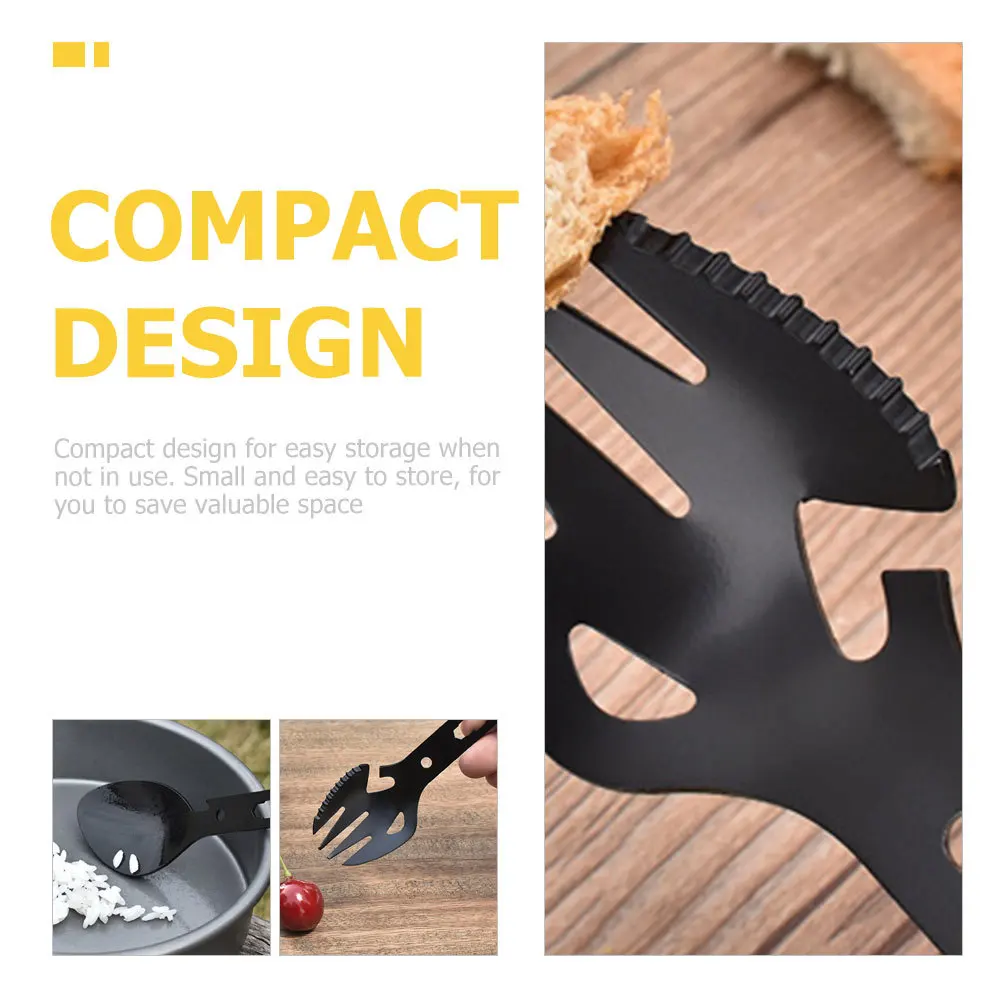 

2Pcs Camping Spork Bottle Opener Lightweight Multifunctional Outdoor Cutlery Portable Stainless Steel Flatware for Hiking Picnic