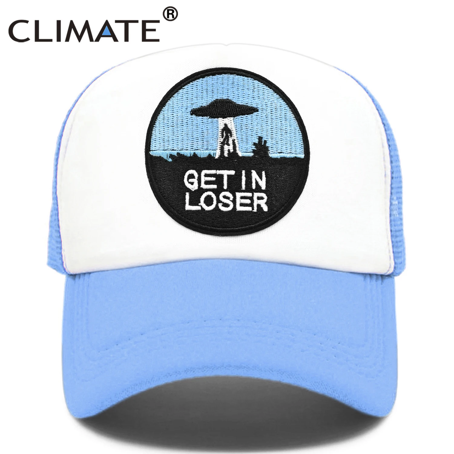 CLIMATE New Cool Alien Cap UFO Loser Trucker Cap for Summer Funny Get In UFO Loser Hat Baseball Cap Cool Summer Mesh Hip Hop Cap