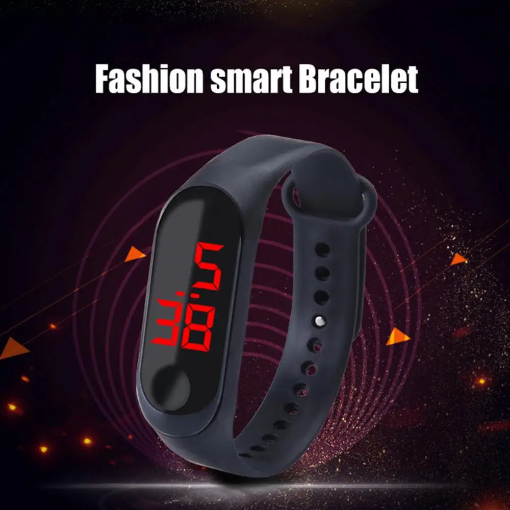 LED Screen Digital Watch Fitness Sports Electronic Digital Watch Bracelet  Single Button Control Wristwatches Women Men Watches