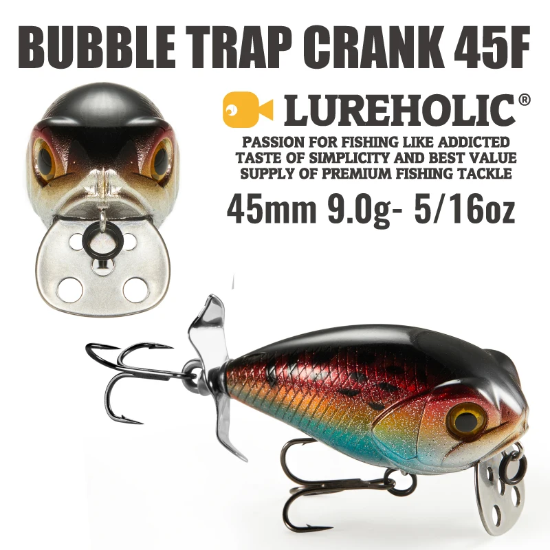 LUREHOLIC 45 мм 9 г пузырьковая ловушка Crank 45F качающаяся плавательная глубина 0,2 м плавающая жесткая приманка с крючком Mustad для ловли окуня