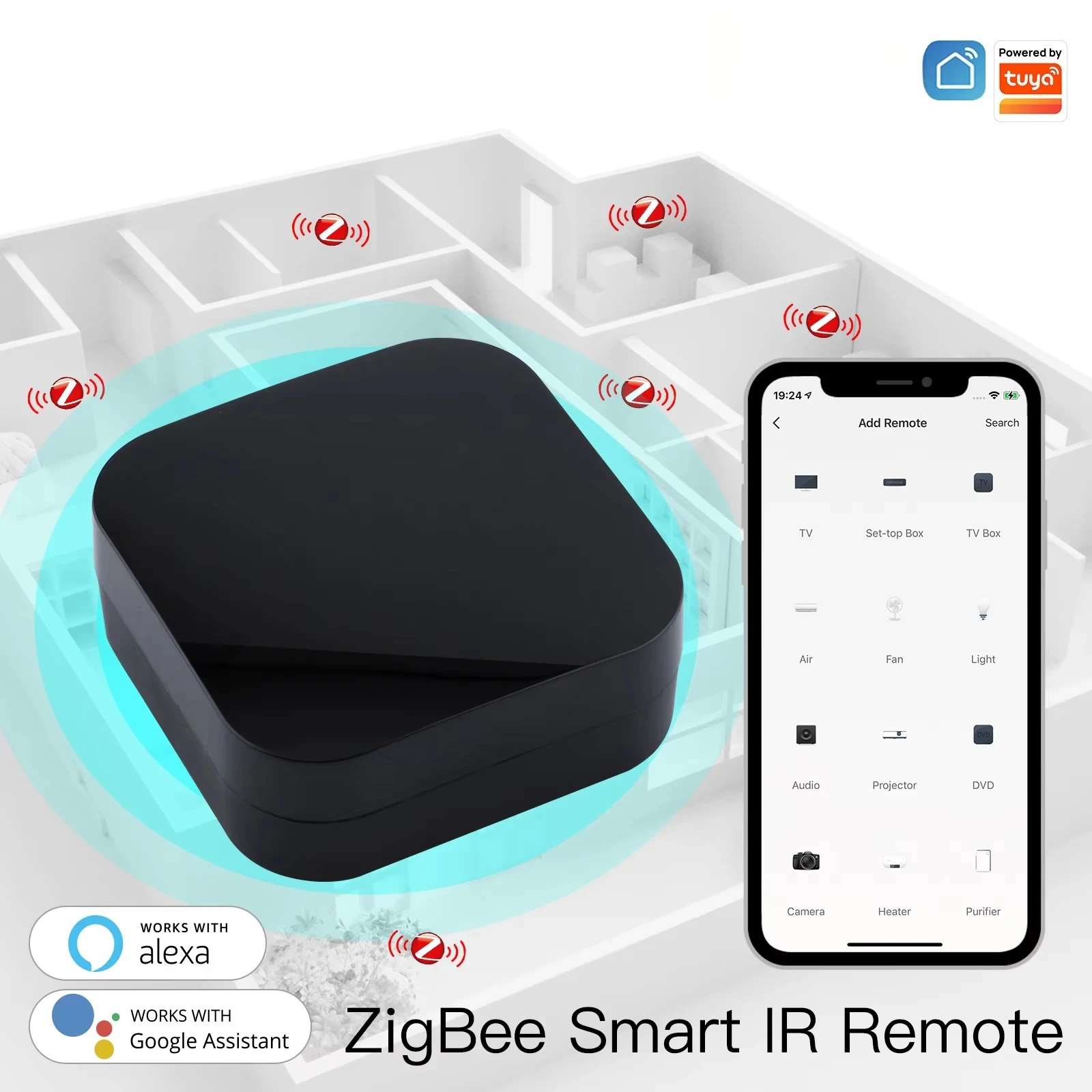 2022 Tuya Smart Home Zigbee TV Smart IR Blaster جهاز تحكم عن بعد عالمي مع Alexa GH لمكيف الهواء