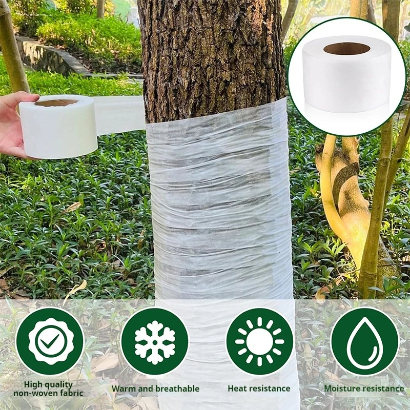 30/60/100m Fabric Tree Protector Wrap Bandage Winter-Proof Tree Trunk Keeping Warm Plants Antifreeze Moisturizing Packing Tape