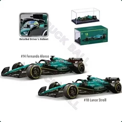 Bruago  1:43 Aston Martin Aramco Amr23 2023 Dust Cover F1 Team 14 Alonso 18 Stroll  Alloy Car Die Cast Model Collectibles Gift