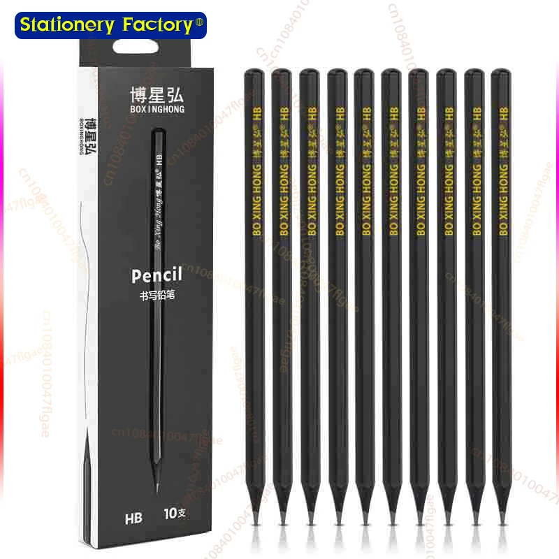 مجموعة أقلام رصاص جرافيت من الخشب الأسود HB قلم كتابة مكتب الرصاص الأسود مكون من 10 قطع هدية قرطاسية للمبتدئين والفنانين المحترفين