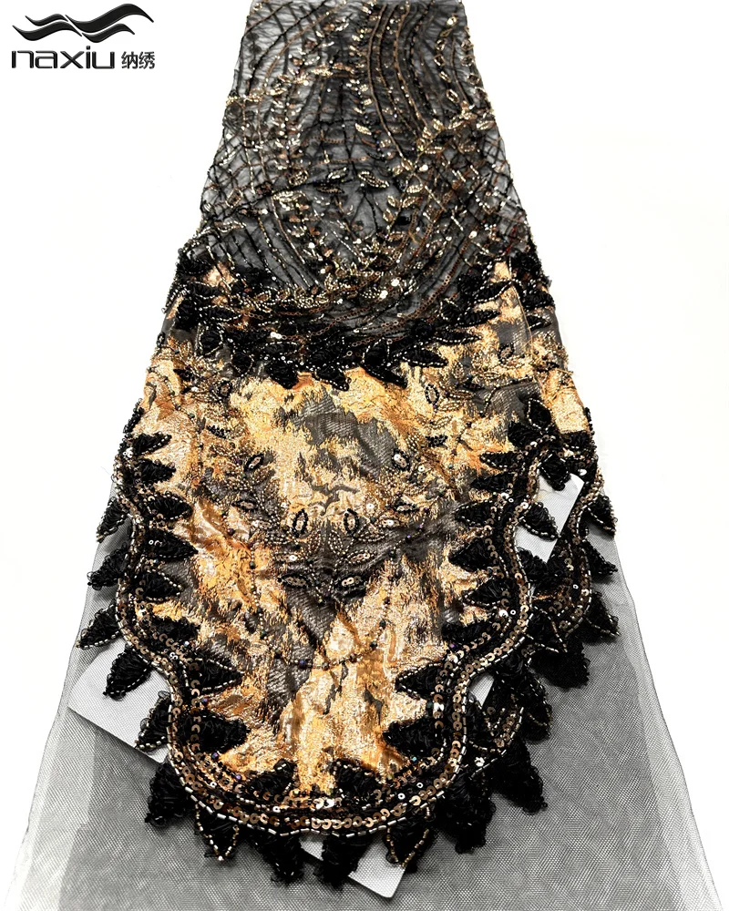 

Madison 5 Yards Sequined Embroidered Floral Lace Fabric 2026 Nigerian Tulle Lace Fabric Materiel for Party Dresses