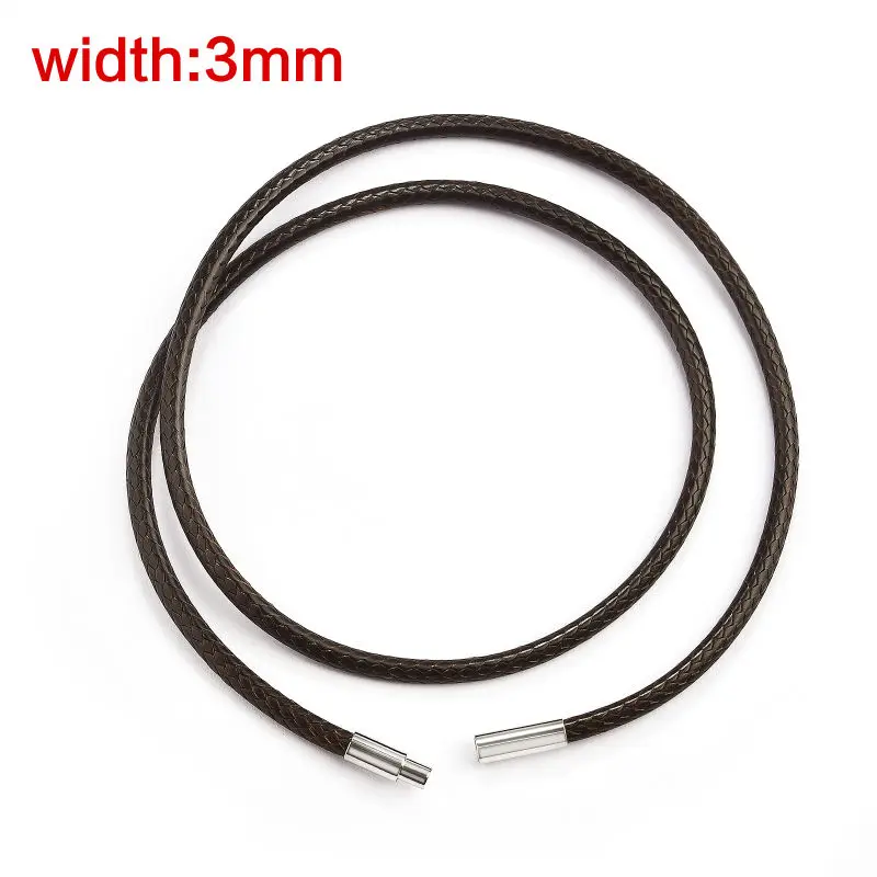 45-60cm Lederkette für Damen und Herren, Lederband, Wachsseil, Edelstahlverschluss, DIY-Halskette, Schmuckzubehör