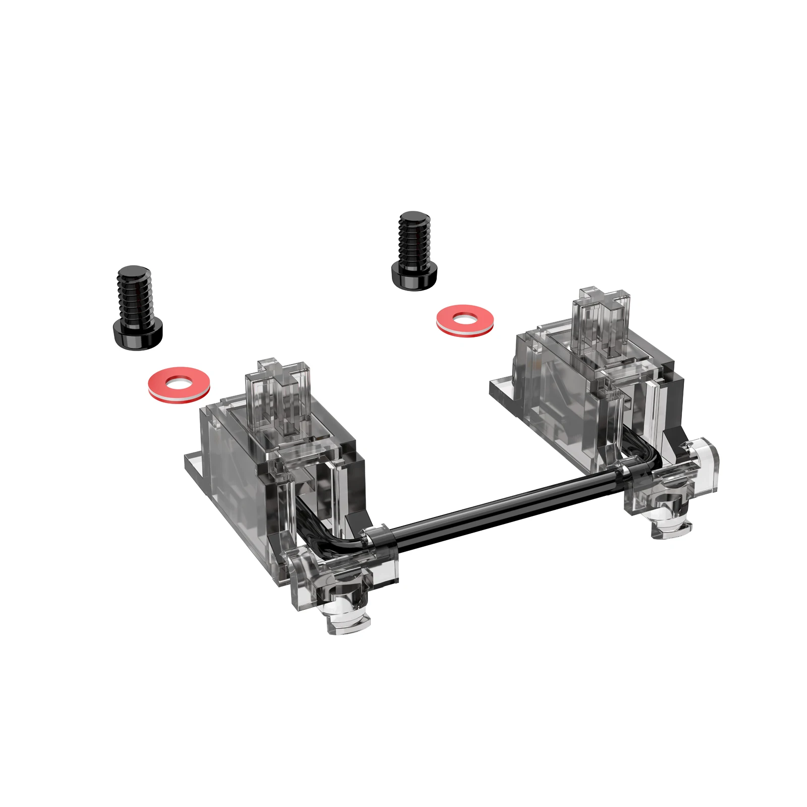 durock parafuso pre clipped em estabilizadores com fios pretos stabs v2 smokey montagem pcb 01