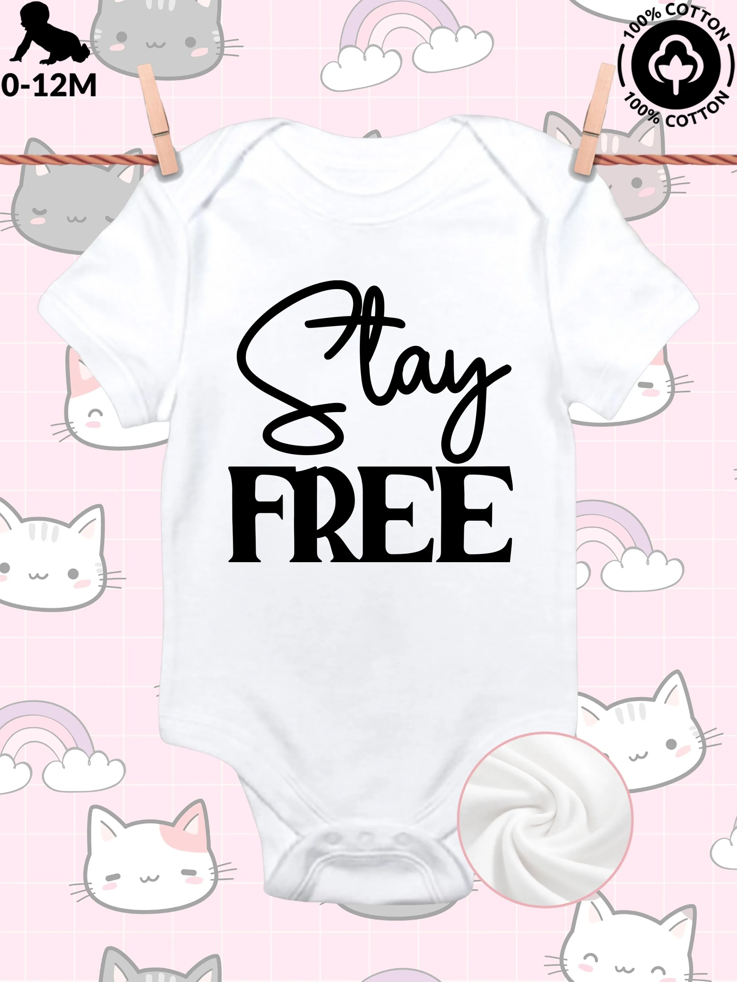 

Stay Free Unisex Baby Crawling Suit, Pure Cotton Soft Onesie, All-Season Wear White Bodysuit 190GSM