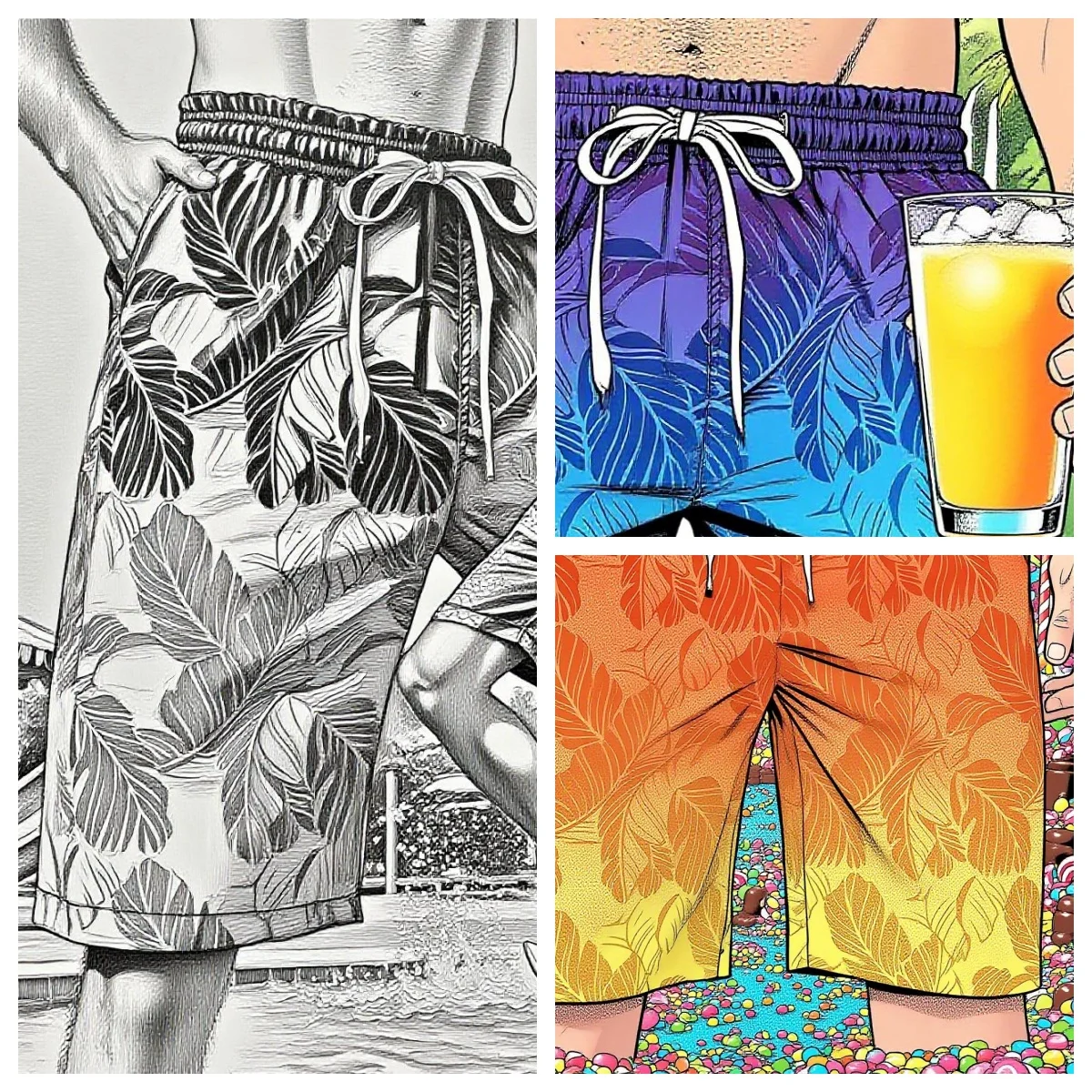 

2025 Summer Gradient Pattern Beach Shorts Men's Colorful 3D Printed Board Shorts Casual Vacation Shorts Loose Surfing Swimmers