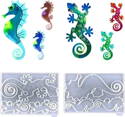 3D Gecko Resin Mold DIY Handmade Epoxy Silicone Molds Sea Horse Gecko Wall Decoration Home Office Bedroom Ornament Decoration