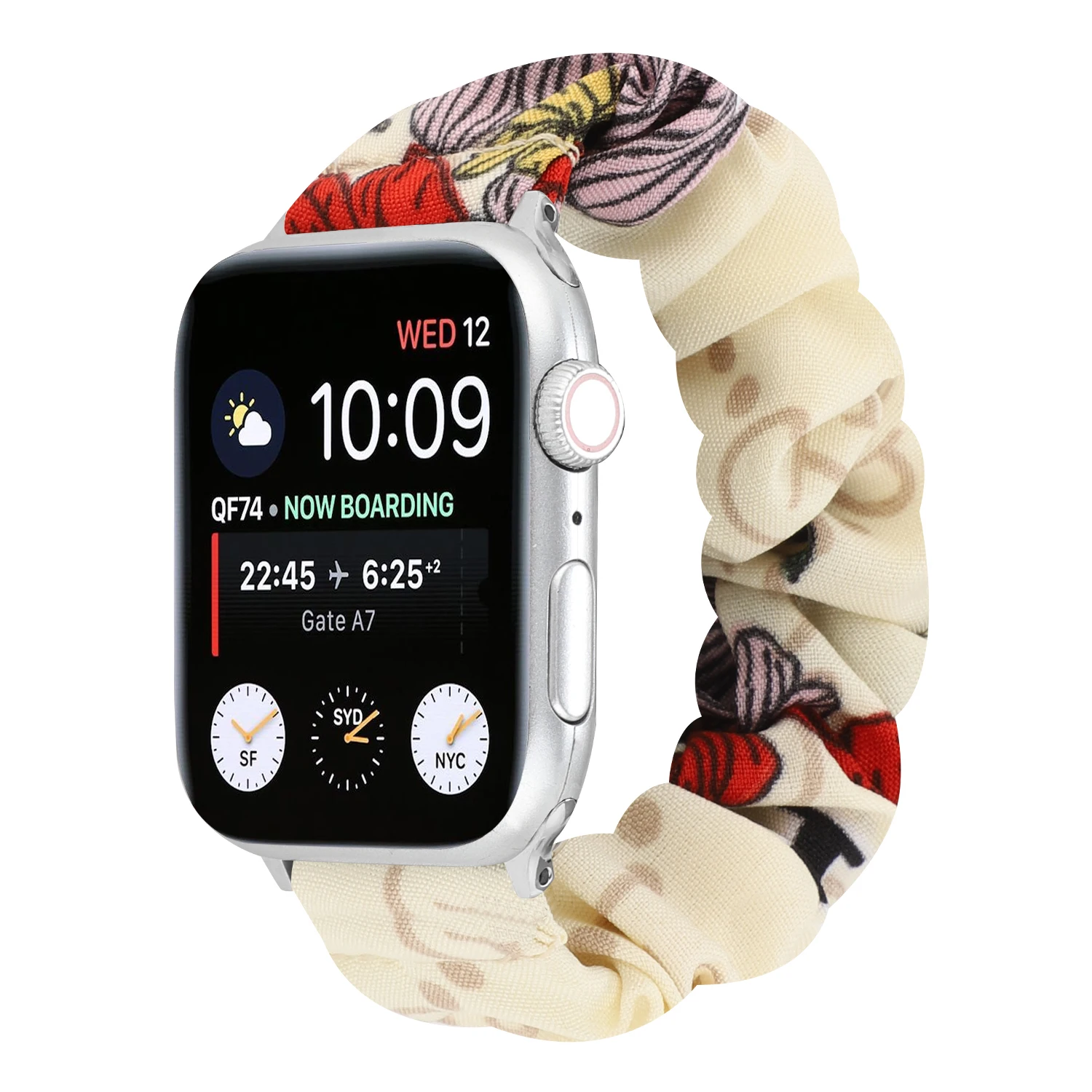 

Strap for Apple watch bracelet Printed scrunchie elastic band 49mm45mm44mm42mm41mm40mm38mm nylon flower cloth strap for Iwatch