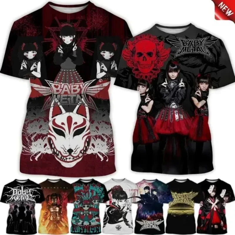 Y2K Top Japanese Teenage Heavy Metal Band Babymetal 3D Print T-shirt Hip-hop Casual Cool Men's Short-sleeved Tees