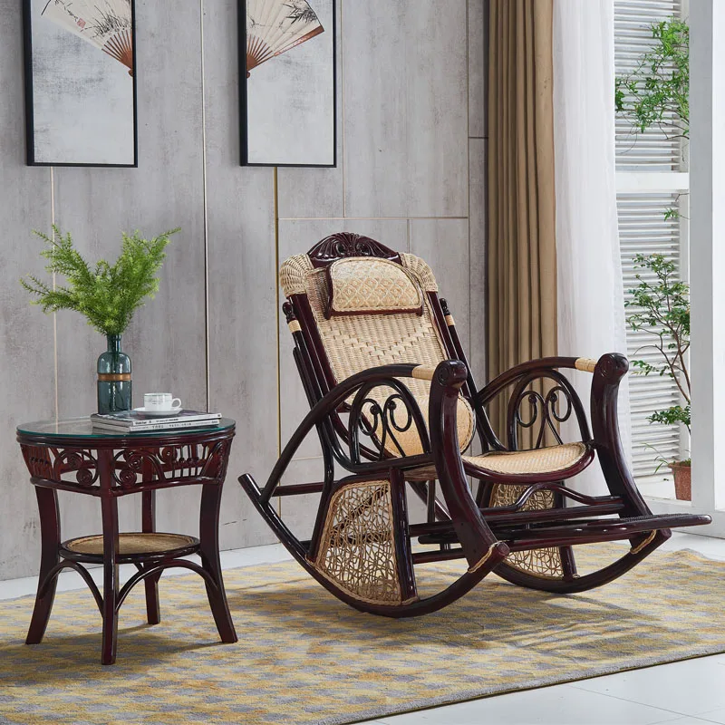 Indonesian rattan woven escape chair adult nap chair leisure balcony rocking chair