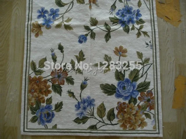 Hand-made Floral Edge For Large Needle Point Carpet Hand-stitched Wool Needle Point Carpet Knitted Antique Wool Rug Carpet