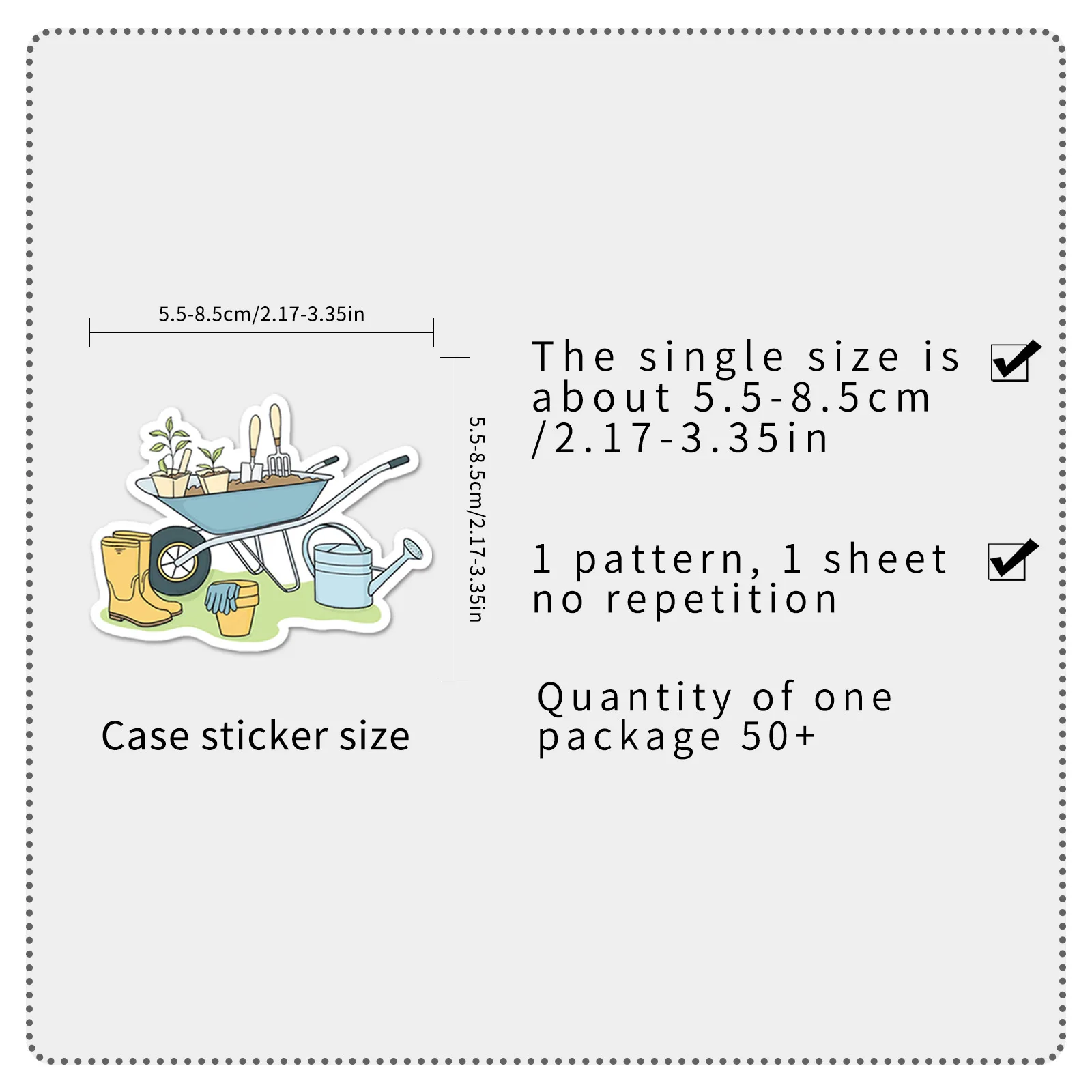 51-102PCS Cartoon Garden Tools Graffiti Stickers, Fresh and Creative Decorative Stickers for Water Cups, Pencil Cases, Notebooks
