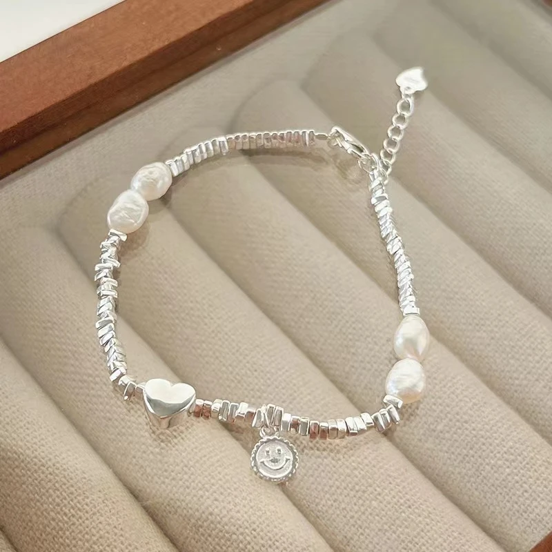 New 925 Sterling Silver Pearls Knots Bracelet for Women Original Korean Fashion Partial Pearls Bead Bracelets Party Jewelry Gift