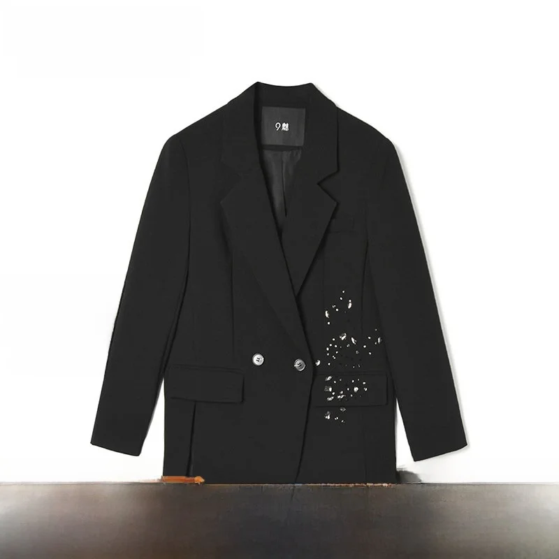 elegant-mid-length-diamond-studded-women's-jacket-9mei-spring-2026-commute-style-slim-fit-polyester-nylon-composite-fiber