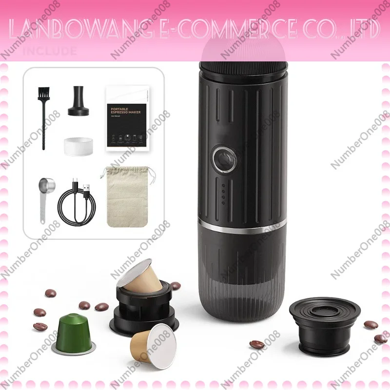 New Wireless Heating Electric Espresso Machine, Portable Outdoor Car Use Coffee Powder Capsule Coffee Maker