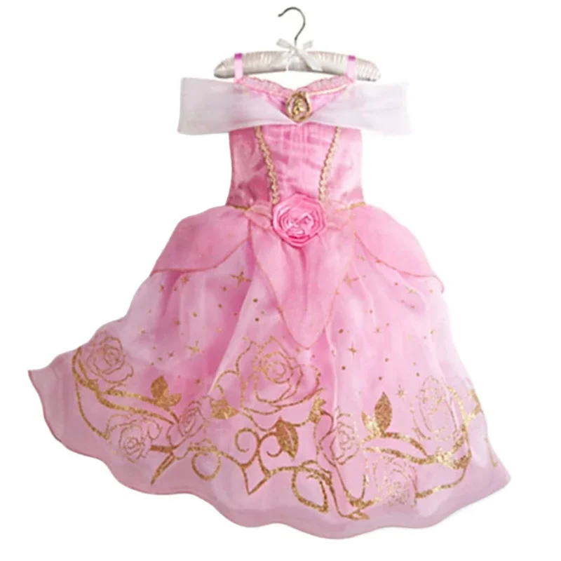 새로운 디즈니 공주 의상 파티 화려한 꽃 드레스 새로운 크리스마스 생일 카니발 드레스업 라푼젤 벨 변장 드레스