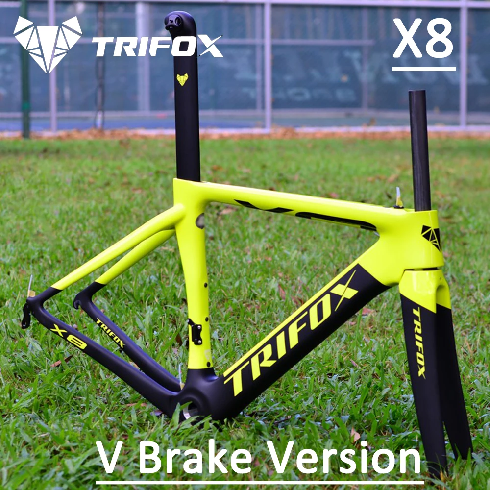 

Carbon Fiber Road Bicycle Frame Racing Bike AERO Frameset Quick Release V Brake 700 x 25C Frame+Fork+SeatPost+Headset TRIFOX X8