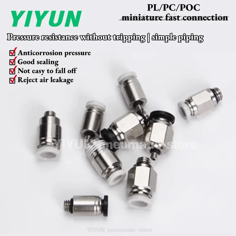 PC2,PC3,PC4,PC5,PC6/PL2/PL3/PL4/PL5/PL6,POC3,POC4,POC5,POC6-01/M3/M4/M5/M6 Pneumatic tube mini L, right Angle plug connector