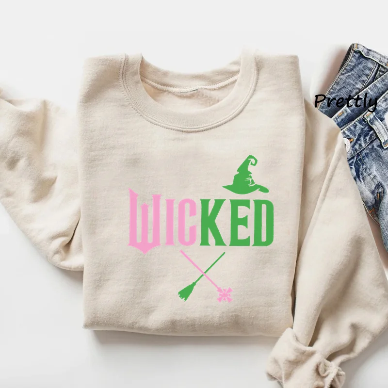 Wicked Change for Good Graphic Sweatshirts Witch Pink and Green Wicked Musical Movie Clothes Fashion Knit Pullover Streetwear