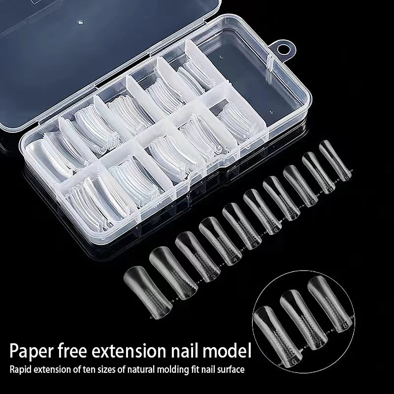 

100Pc/BOX Quick Building Nail Mold Tips Nail Dual Forms Finger Extension Nail Art UV Extend Gel Finger Stiletto Nails Accessorie