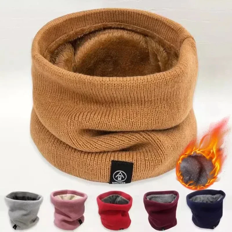 

Winter Plush Muffler Woolen Knitting Neck Cover Fashion Solid Color Men Women Cold-proof Scarf Outdoors Warm Cycling Neckerchief