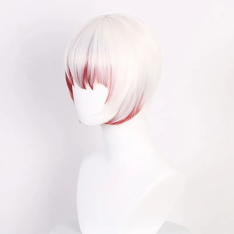 Anime Dogs Saigiku Jono Cosplay Wig Jouno White Red Gradient Short Hair Heat Resistant Wigs for Halloween Costume