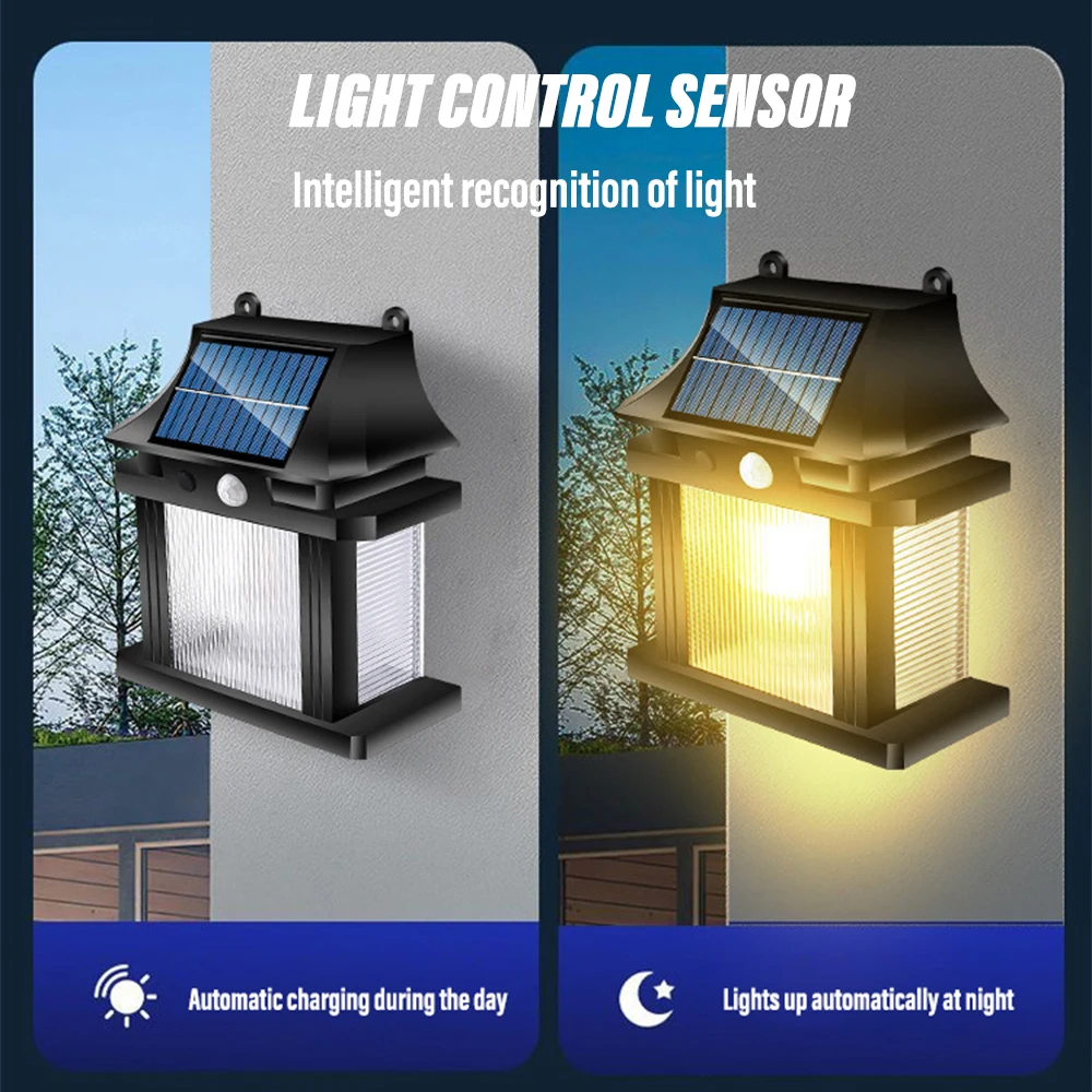 Outdoor Solar LED Wall Light LED Sensor Light Garden Landscape Light With Human Body Sensor Long Service Life