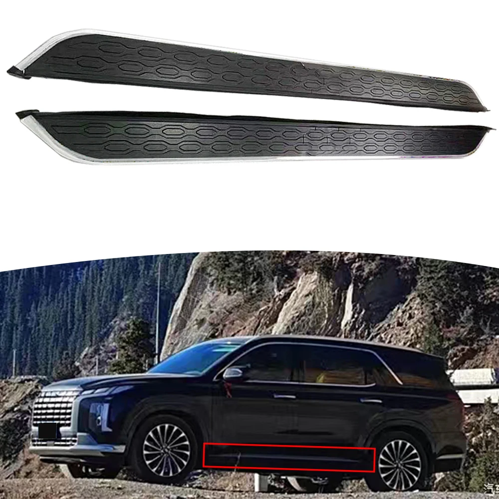 2 pcs fit for Hyundai Palisade 2020-2024 Running Board Side Step NerfBar BLACK Aluminium (with brackets)