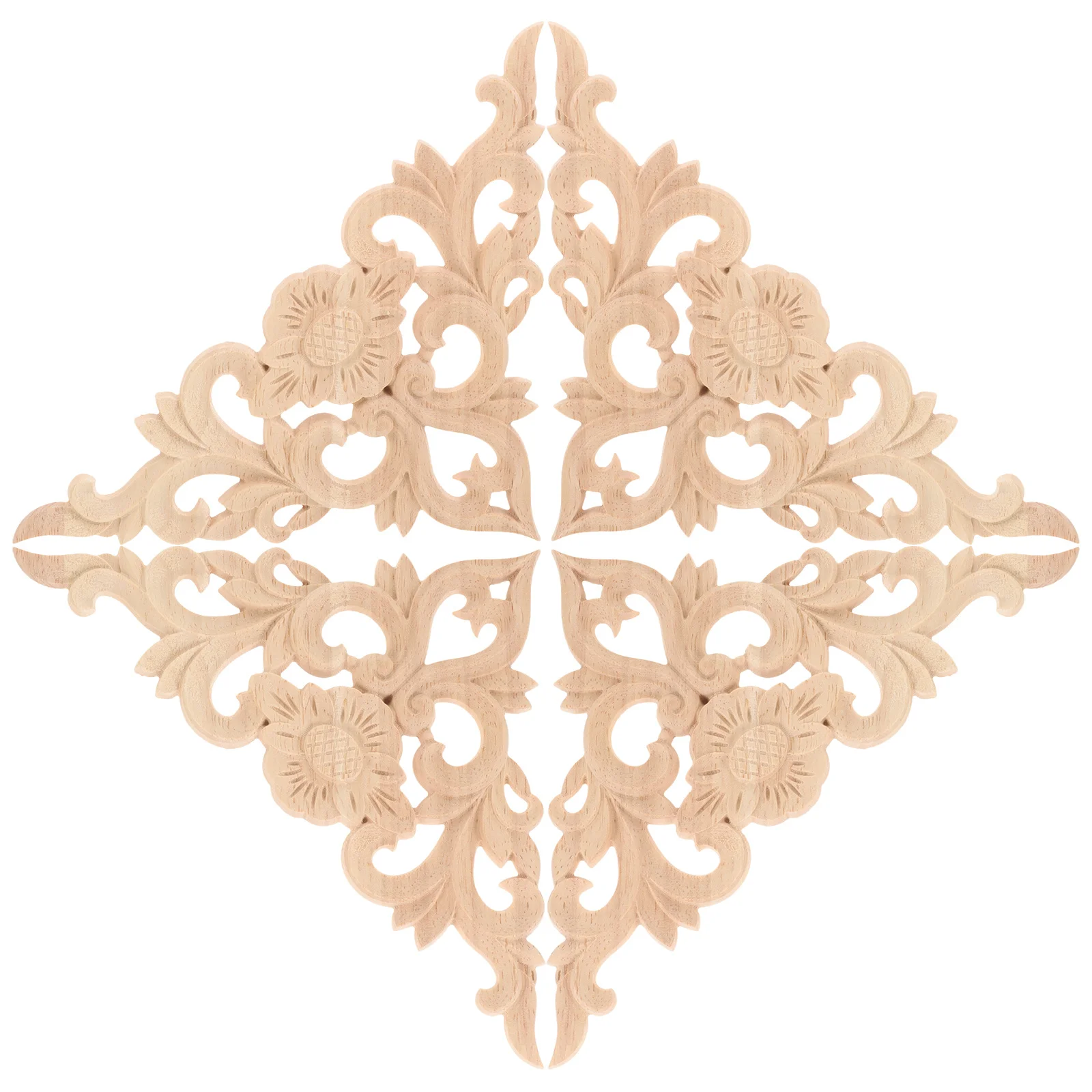 

4Pcs Carved Wood Onlays Appliques for Furniture Safe Durable Corner Moulding Cabinet Decals Wood Appliques Corner Moulding