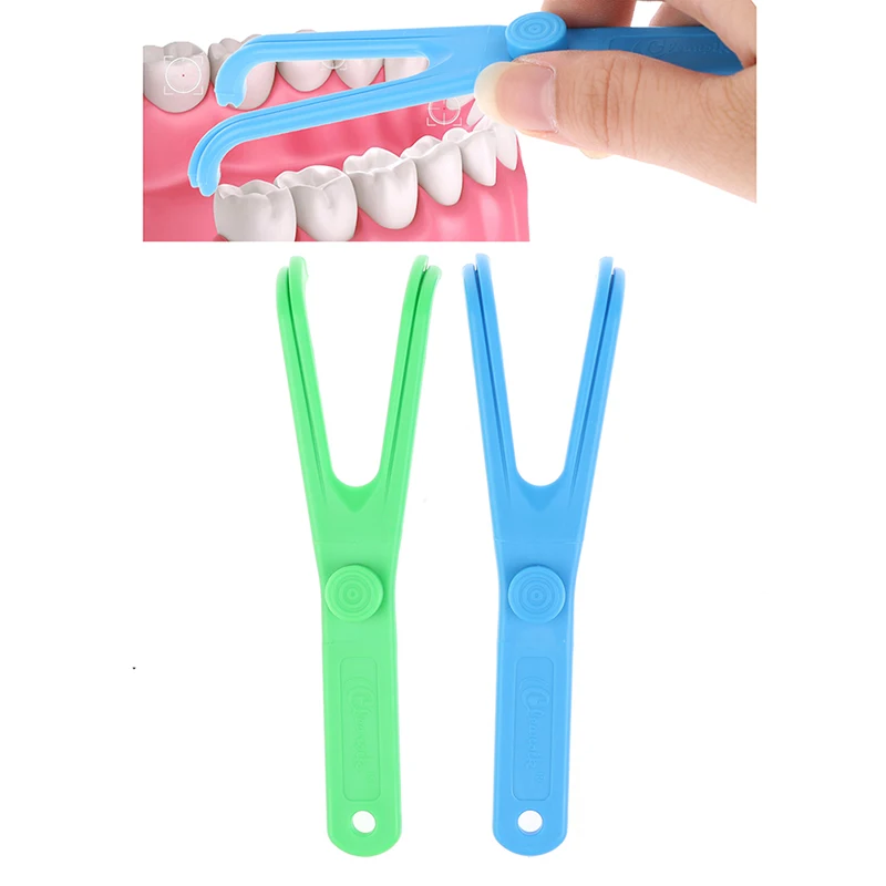 Soporte de hilo dental para Limpieza de dientes, mango reemplazable, reutilizable, herramienta enhebradora, 1 unidad