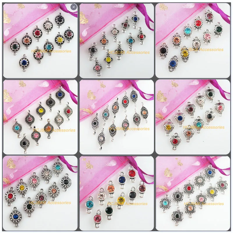 Fashion 20Pcs New Flower Oval Heart Round Crown Charms Mixed Crystal Pendants For Gifts Jewelry