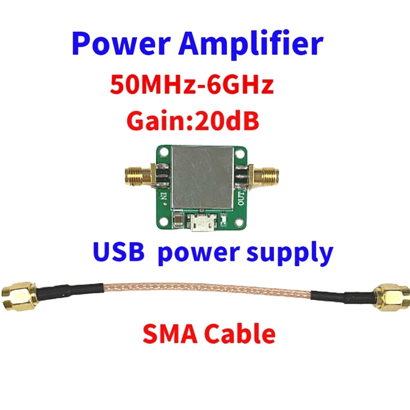 50M-6Ghz Low Noise RF Power Amplifier Board Ultra Wideband Gain 20Db 85Ma 5V Electrical Equipment Supplies