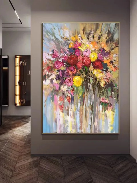 

High-Quality Flower Bouquet Cloth, Handmade Abstract Oil Painting Wall, Modern Fashion Home Decoration, Living Room And Porch