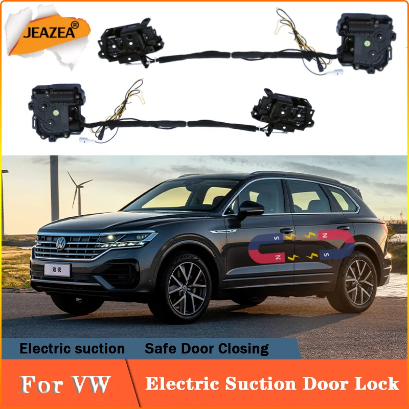 JEAZEA Auto Electric Suction Door Lock For VW Golf Passat Car Door Magnet Close Soft Close Super Silence Self-priming Door