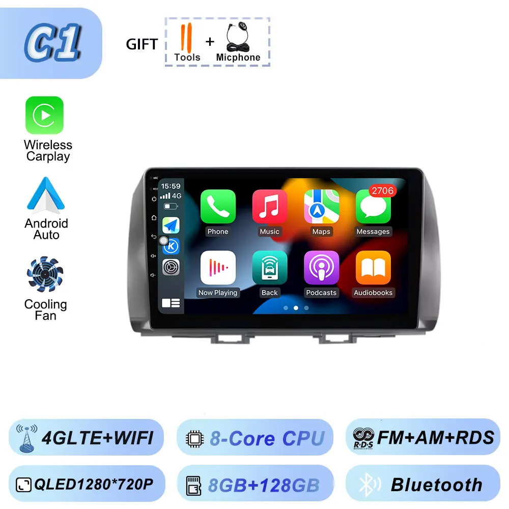 Android Auto voor Toyota BB 2 Daihatsu Materia 2005-2016 Autoradio Multimedia Video Bluetooth Speler GPS Navigatie CarPlay WiFi