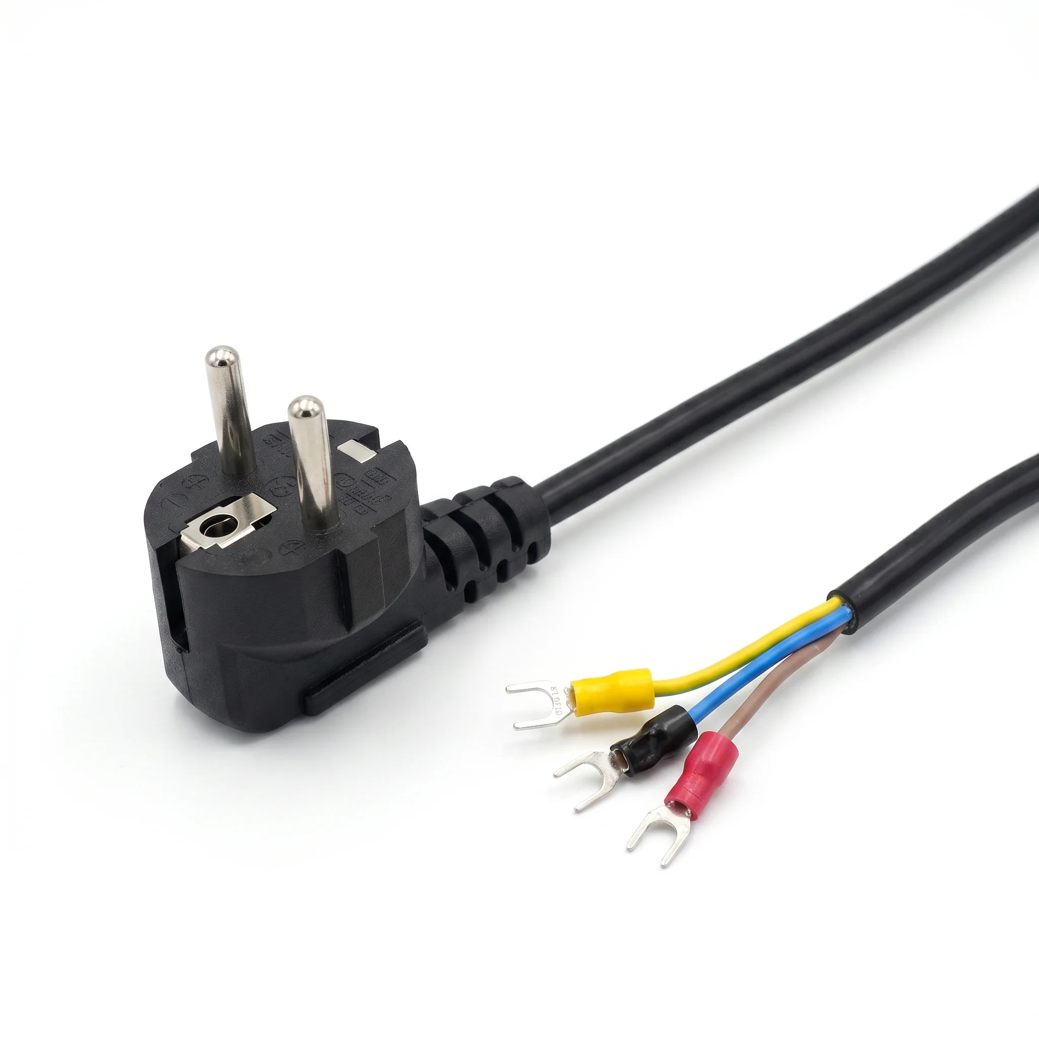 HONGPOE EU/US/AU/UK Plug Pure Copper Three-Core U-Shaped Terminal Power Cable, 1.2CM for Industrial / Instrumentation / SMPS/DIY