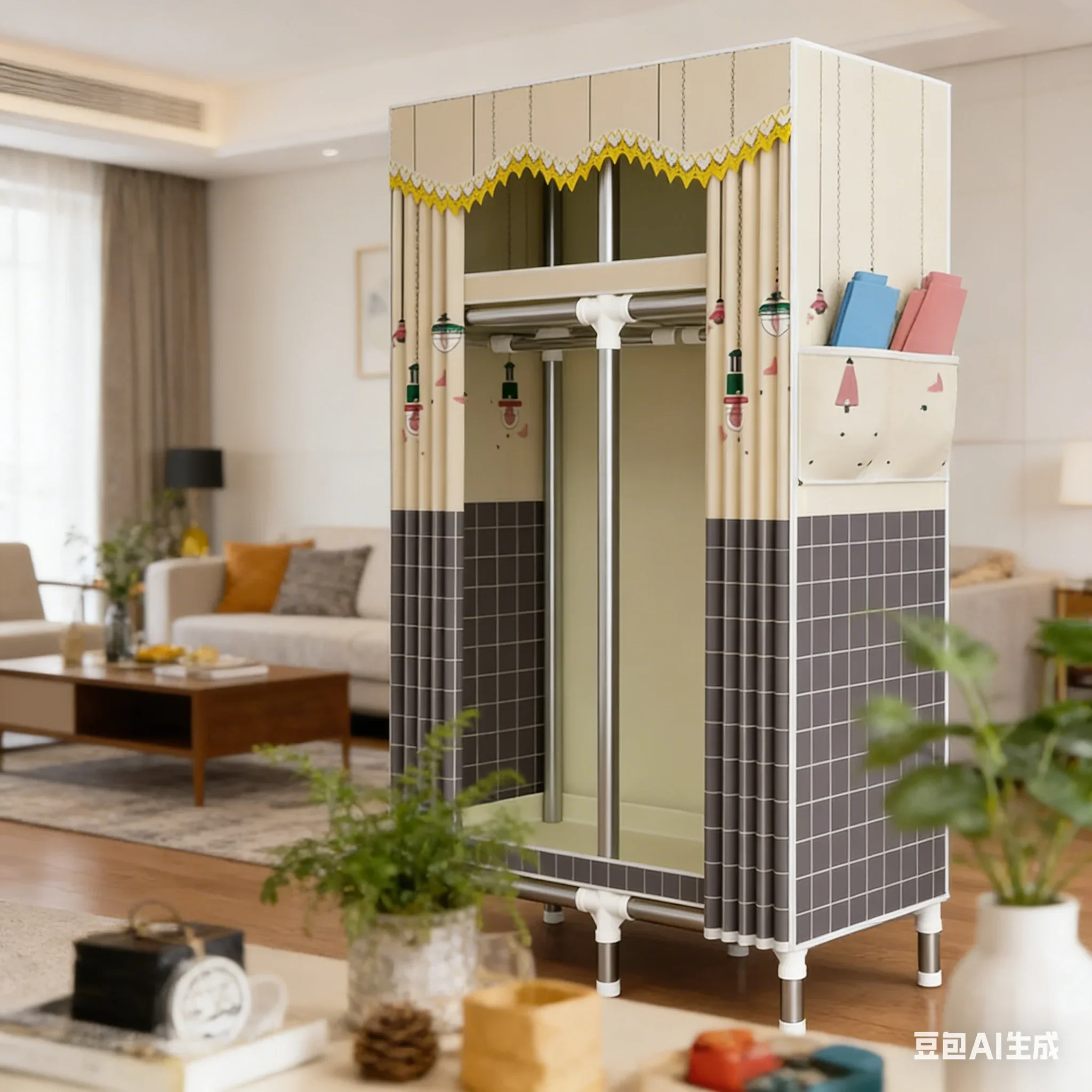 AOLIVIYA Simple Cloth Wardrobe With Thickened Steel Pipe Assembly Storage For Rental Dormitory Home Bedroom Modern Minimalist B6
