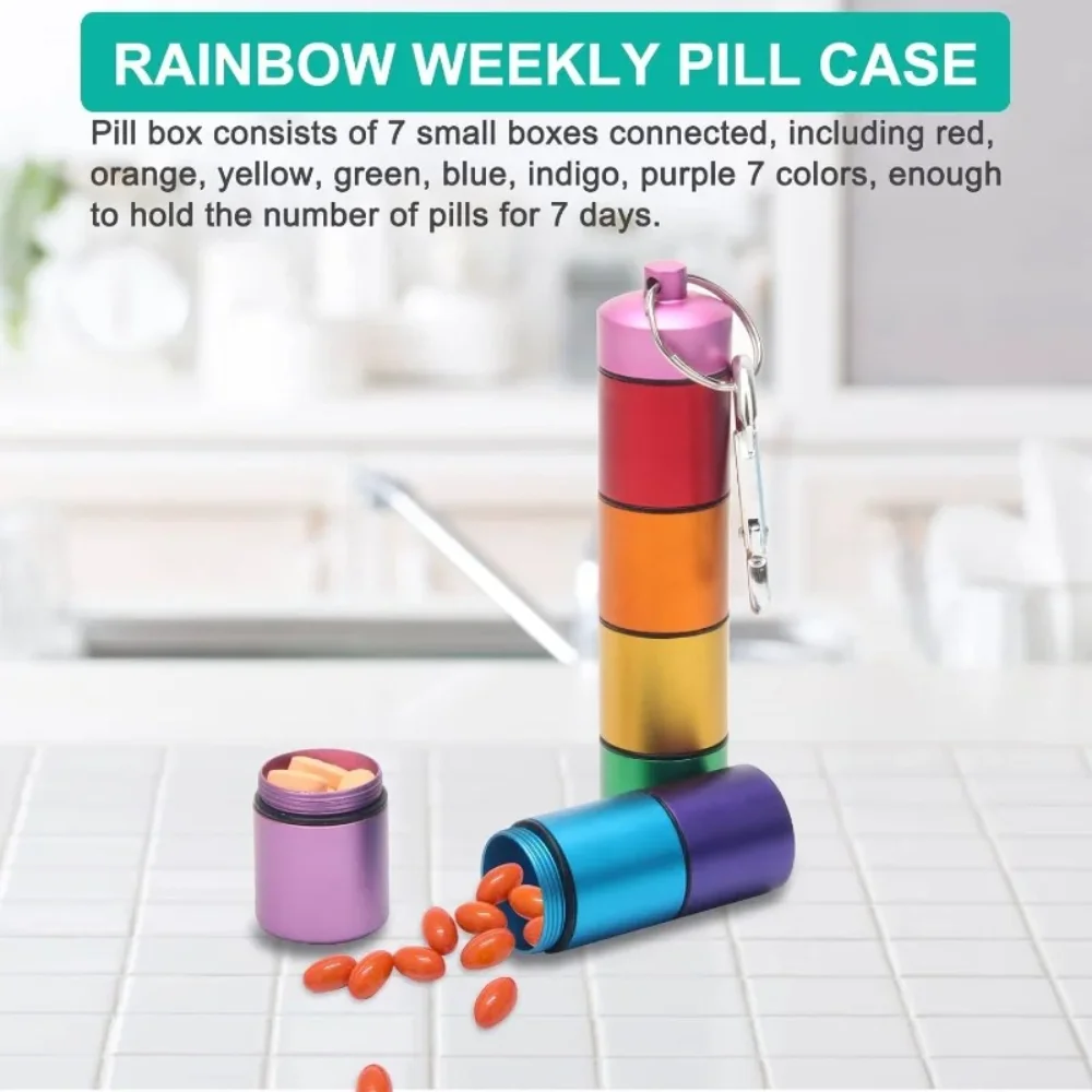 New Hot Aluminum Portable Pill Box Cases Sealed Waterproof 7 Days 7 Grids Organizer Tablet for Travel Medicine Vitamin Fish Oils