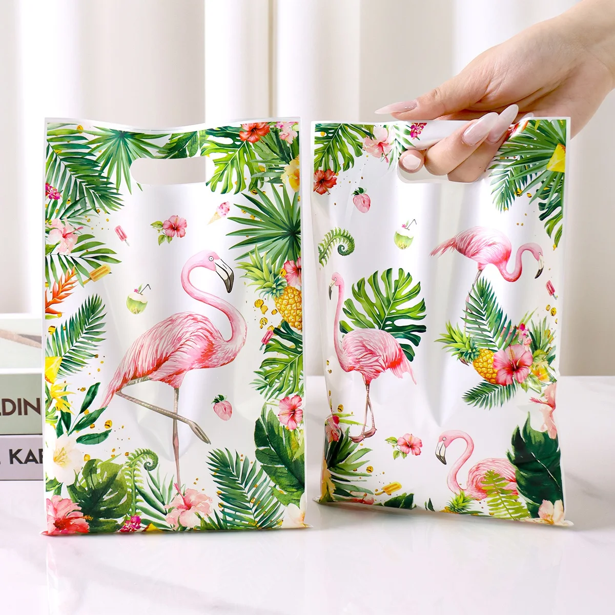 Summer Hawaiian Floral Plastic Tablecloth Flamingo Table Runner Candy Bags For Tropical Hawaiian Birthday Party Decorations - view 5