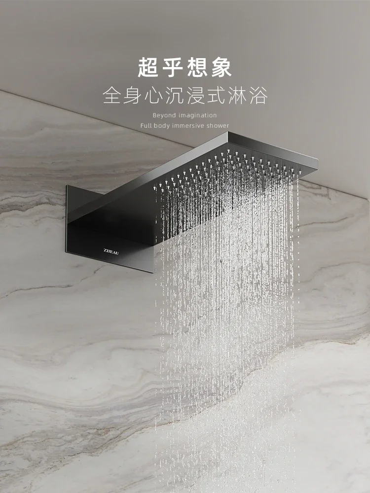 All-copper concealed shower into wall type constant temperature canopy shelf white hot melt household hotel small apartment