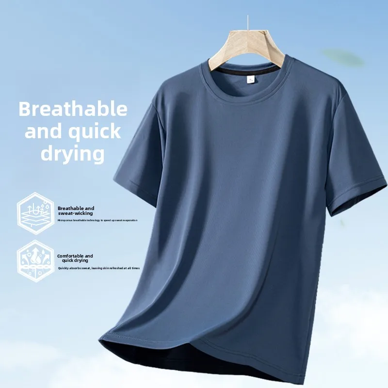 

Ice Silk Men's T-irt Spor Lightweight f Sve Loose Fit Color Qui Dry Casual Top for Summer Daily Wear