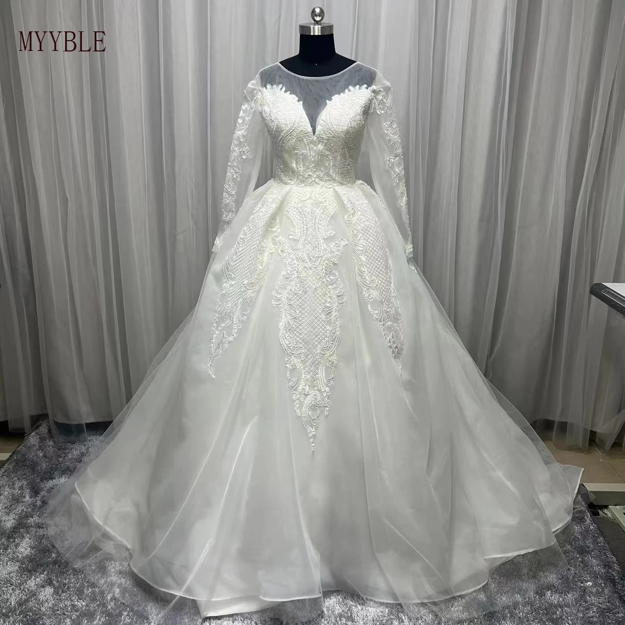 Real Photos Lace Applique 2023 New Advanced Custom Made Wedding Dresses Long Sleeve Bridal Gowns Vestidos De Novia Mariage Dress