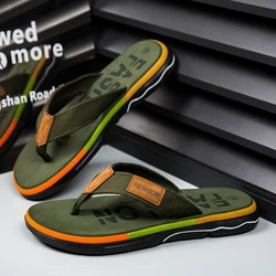 Men Mixed Colors Flip-flops Summer Comfortable Thick Sole Non-Slip Walking Shoes Round Head Lightweight Beach Slippers