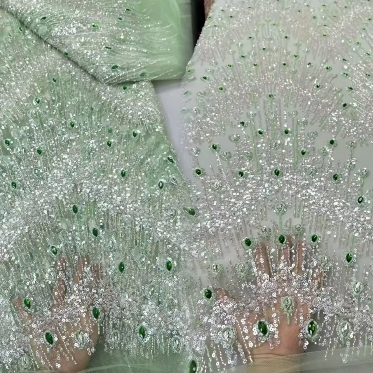 African Stones Lace Fabric 2026 High Quality Nigerian Sequins Lace French Tulle Fabric For Wedding Party Season Dress