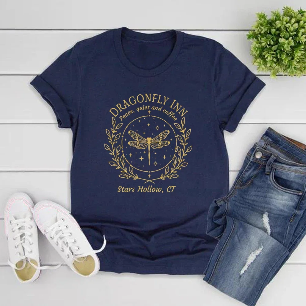 Stars Hollow T-shirts Dragonfly Inn Shirt Lukes Diner Tee Matching Women T Shirt Stars Hollow Tee Vintage Tshirt Women Clothes image 4