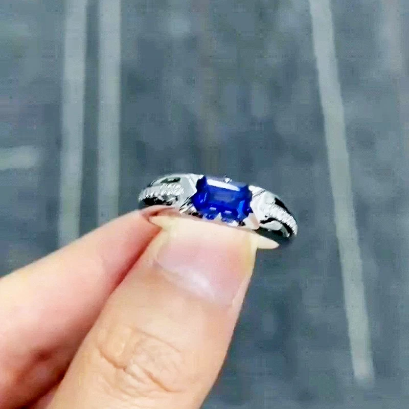 Laborgezüchteter Saphir, rechteckiger Kissen-Schliff, Kornblumenfarbe, DIY-Ring, Halskette, Ohrringe, Hauptmaterialien wählbar, Zertifikat – Detail 16
