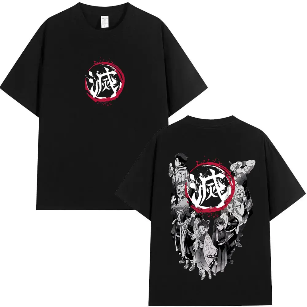 Anime Demon Slayer Hashira Members Logo Graphic T-Shirt Męska Damska Odzież Modna Oversize'owa Koszulka Męska Casualowa Bawełniana Koszulka